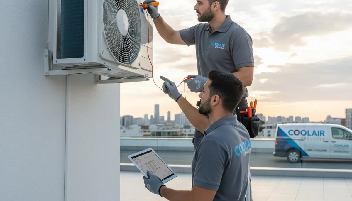 Technician performing professional AC repair service in Dallas, TX for residential cooling system